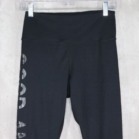 Good American Legging Womens Size 2 Black Spell Out Hi Rise Core Power Ankle‎ - Picture 2 of 8